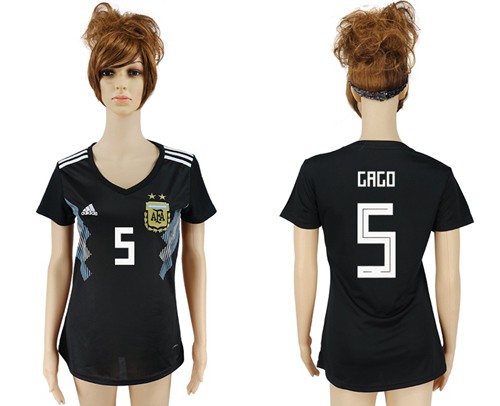 Women's Argentina #5 Gago Away Soccer Country Jersey - Click Image to Close